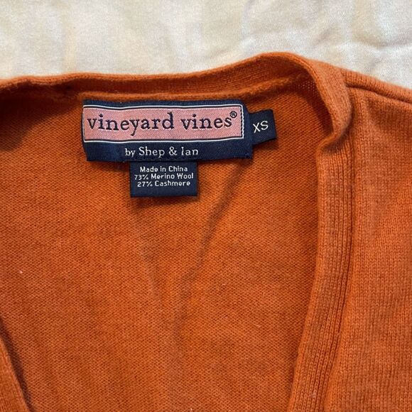 Vineyard Vines Cashmere & Merino Wool Sweater in Orange - Womens XS - Picture 2 of 5